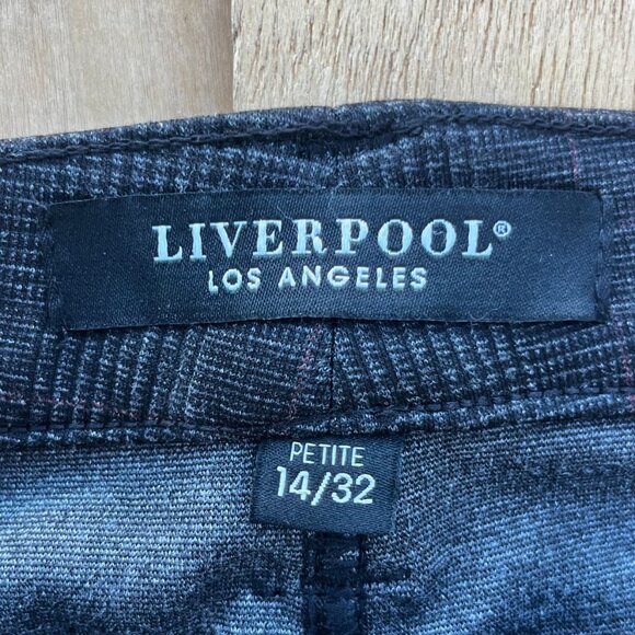LIVERPOOL PLAID CROPPED DRESS PANTS WOMEN’S 14/32 Petite Gray High Rise Stretch - Picture 8 of 15